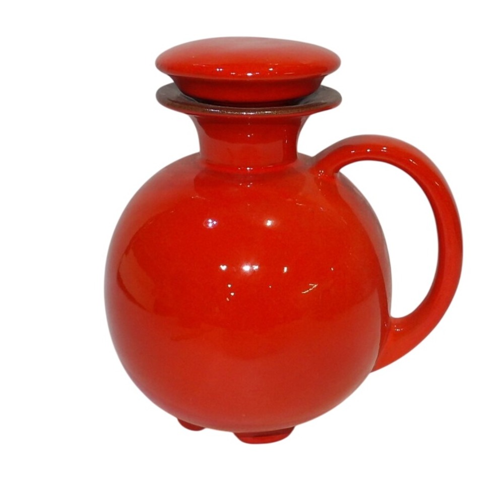 Vintage Mid-Century Modern Red Frankoma Decanter Pitcher with Stopper 7.5"